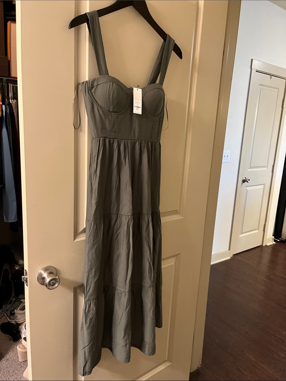 New with Tags.  Olive green Maxi dress from Francesca’s. Size XS